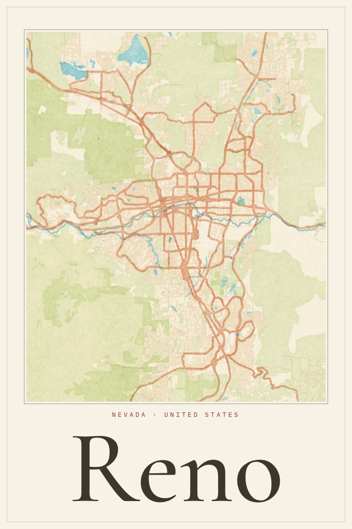 Reno map poster