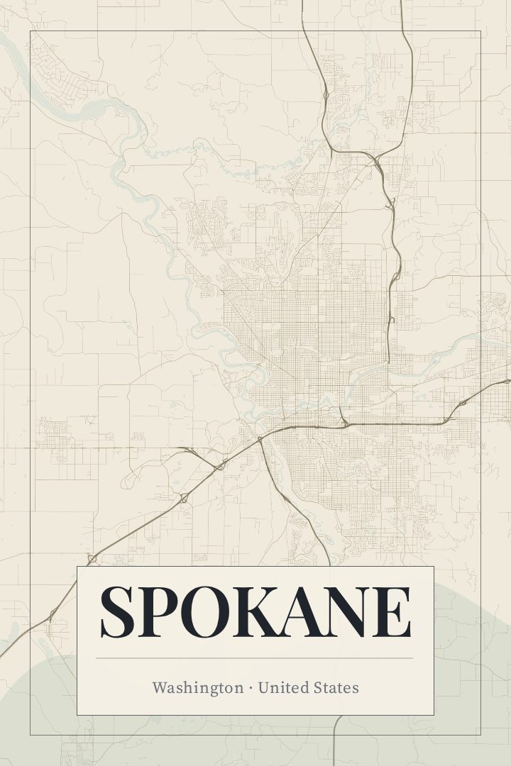 Spokane map poster