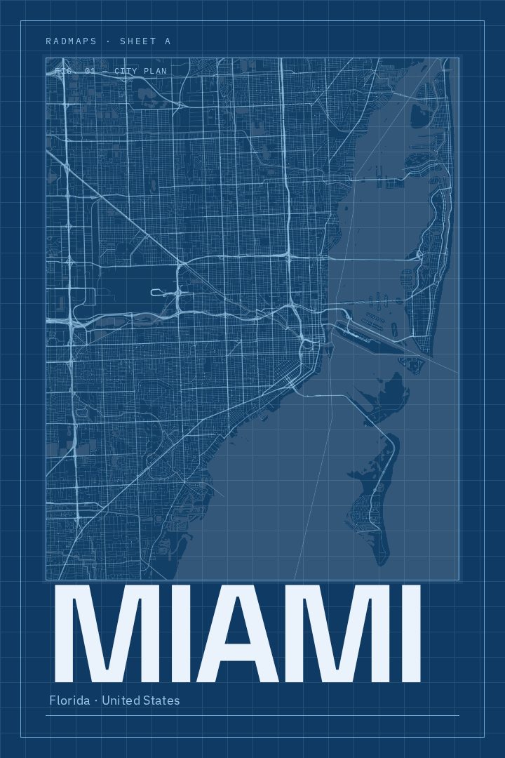 Miami map poster