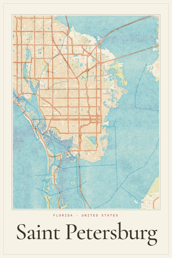 Saint Petersburg map poster