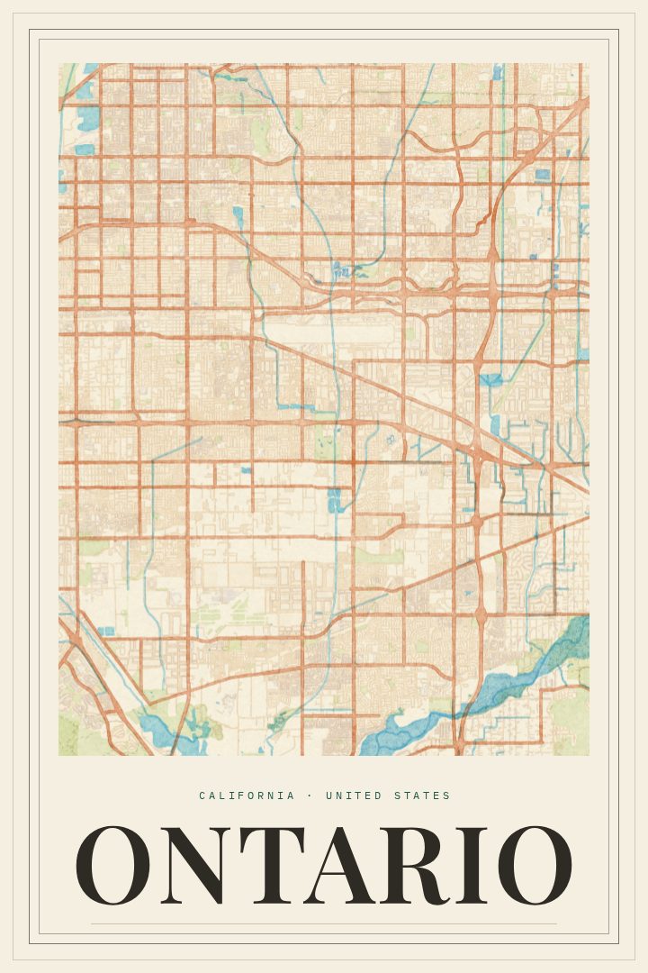 Ontario map poster, Painted Survey style