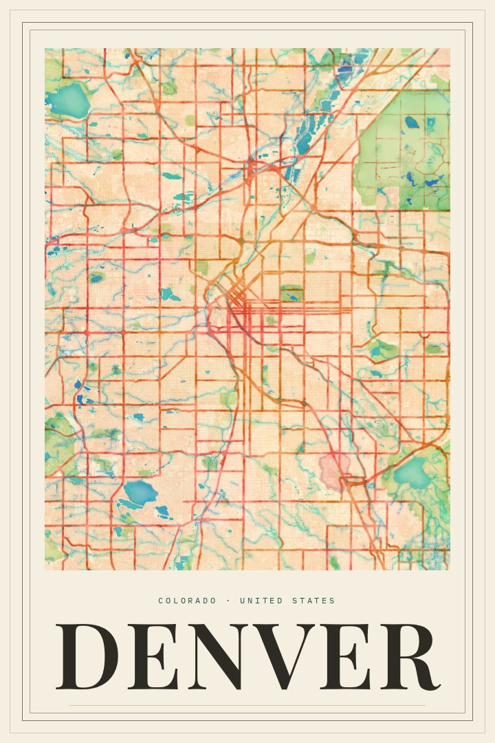 Denver map poster