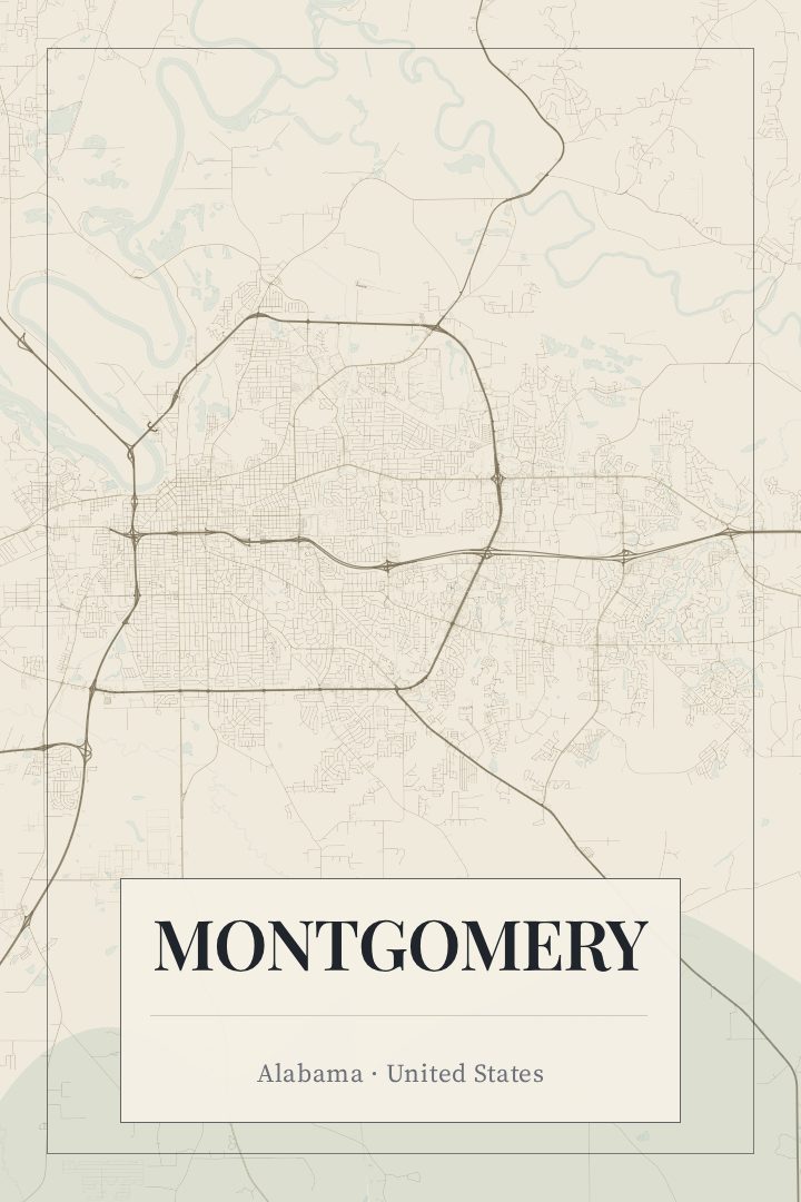 Montgomery map poster, Cartouche style