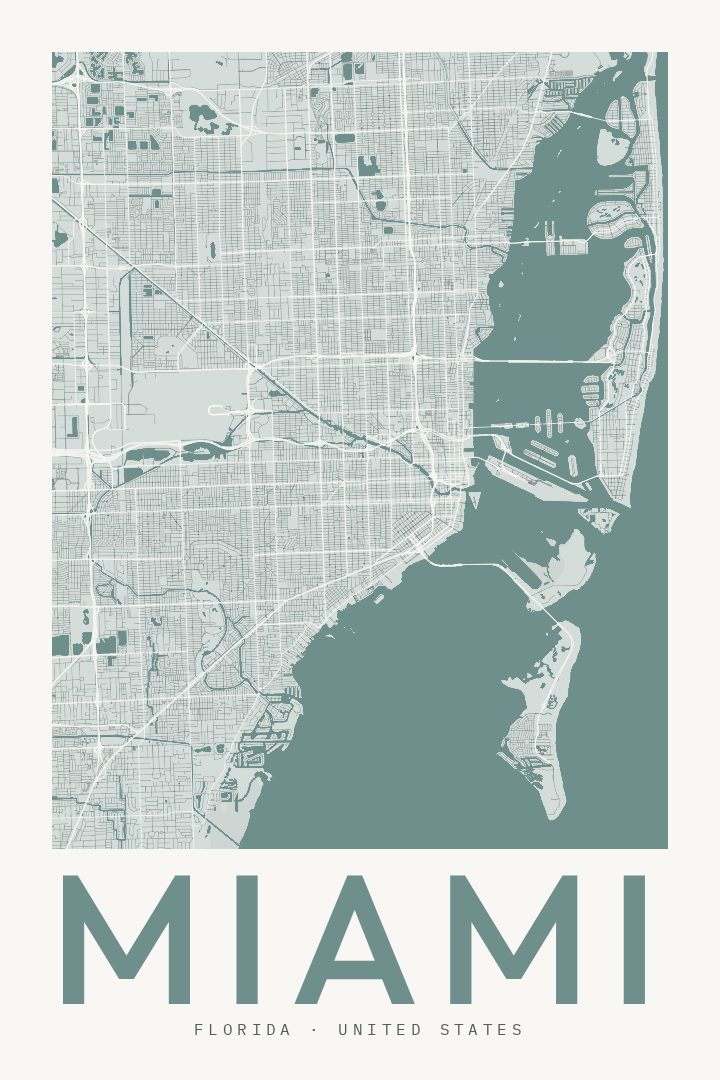 Miami map poster