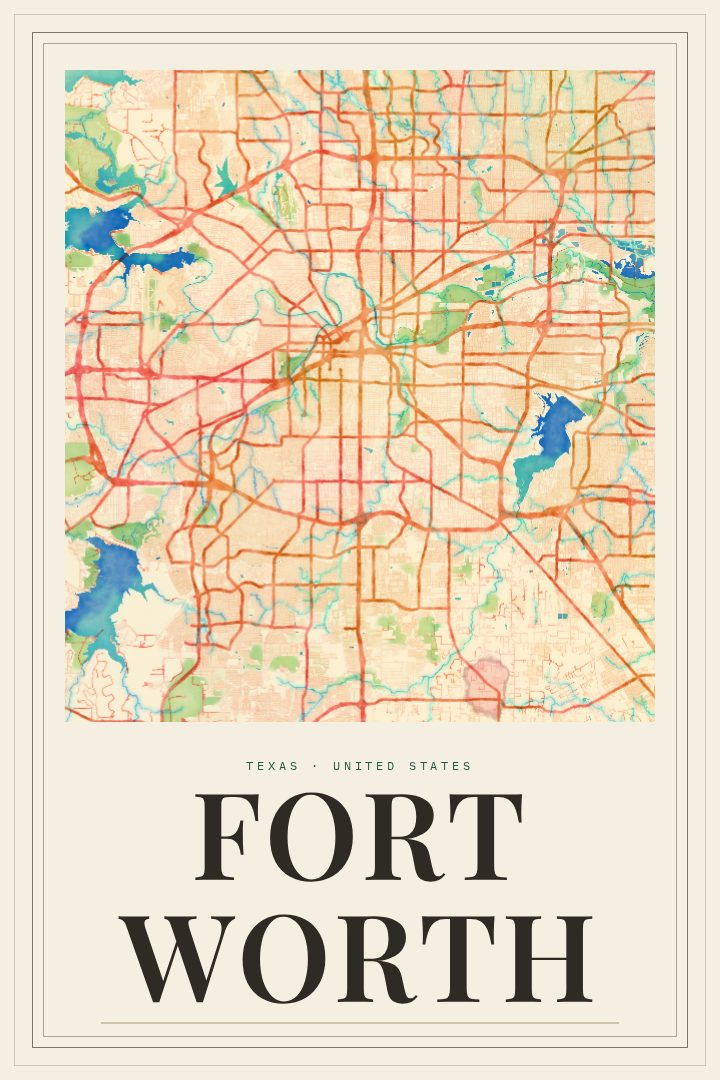 Fort Worth map poster