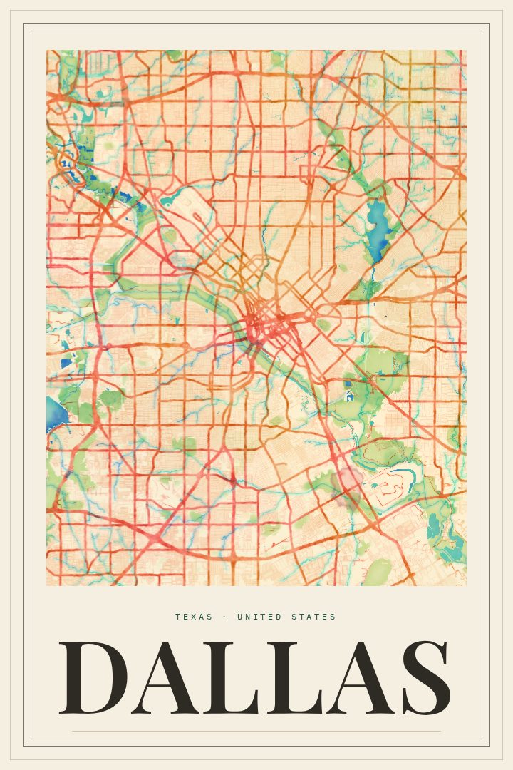 Dallas map poster