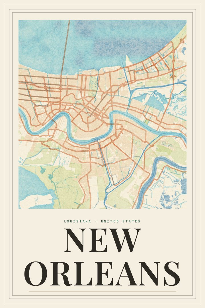 New Orleans map poster