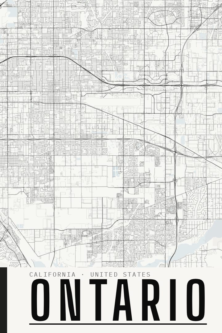 Ontario map poster, Blackline style