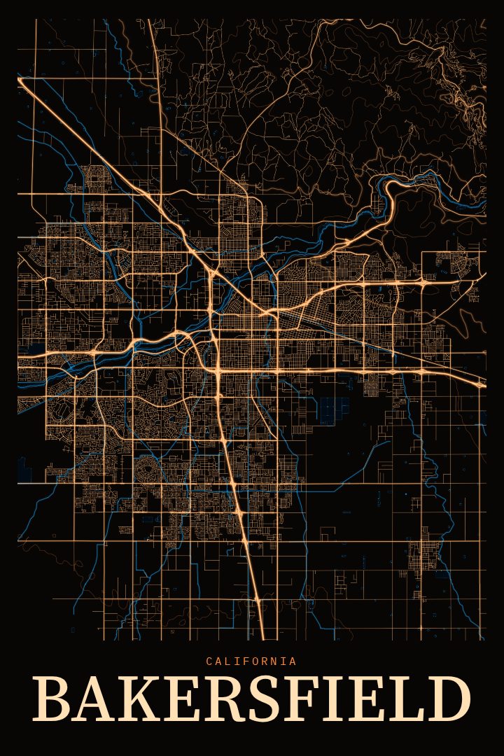 Bakersfield map poster