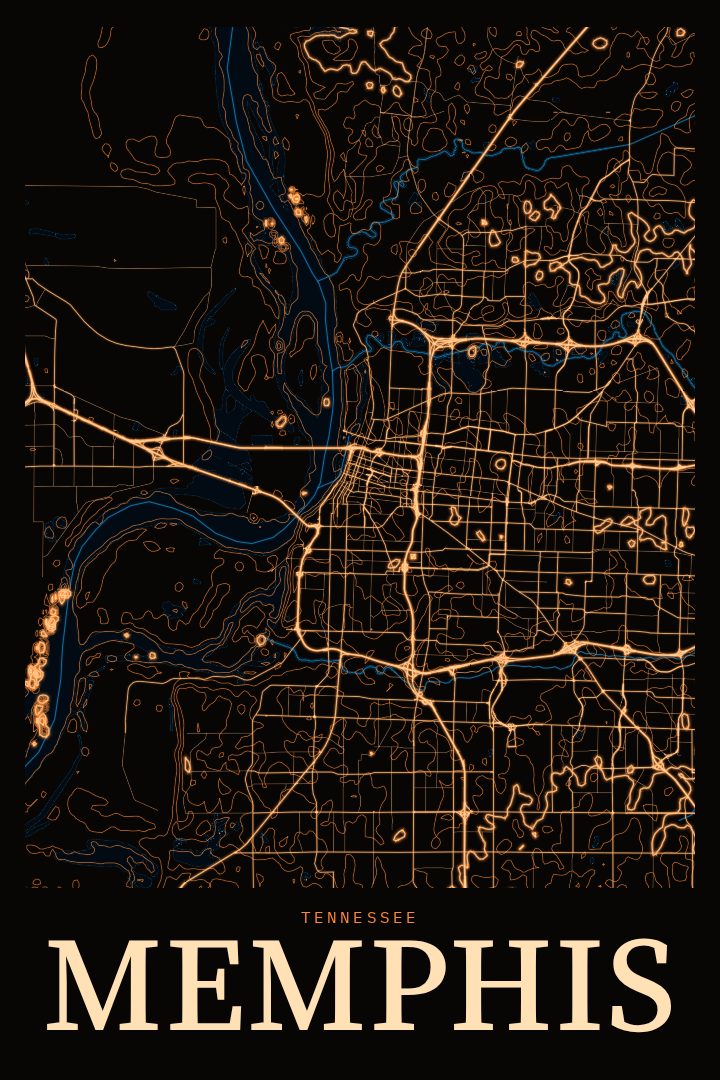 Memphis map poster