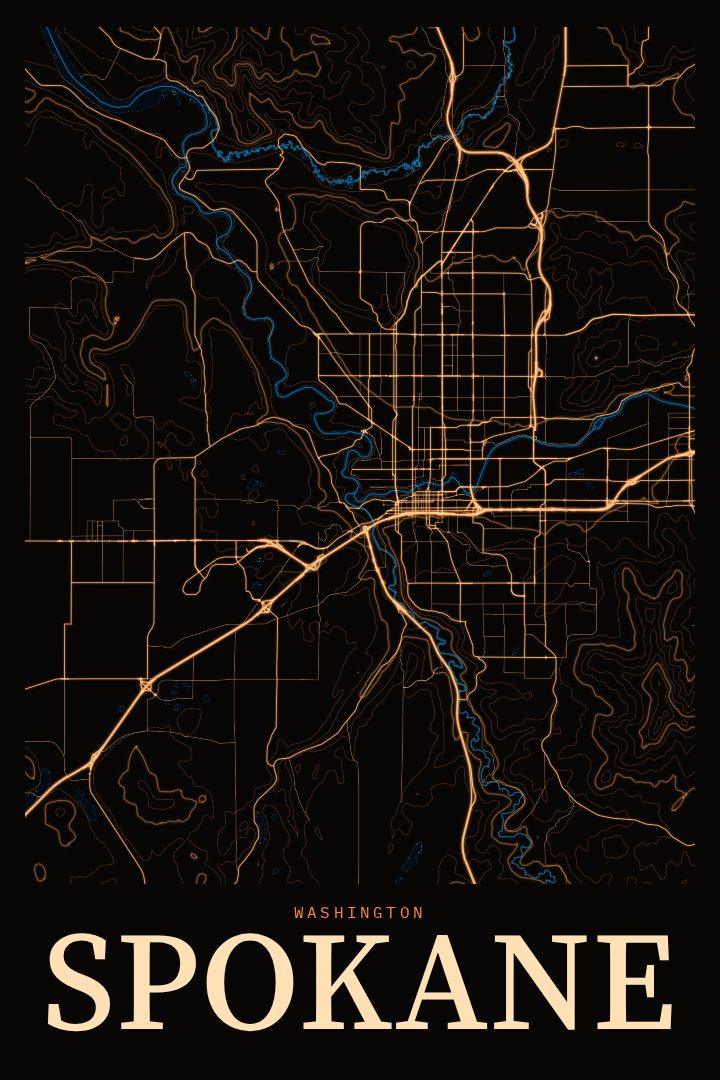 Spokane map poster