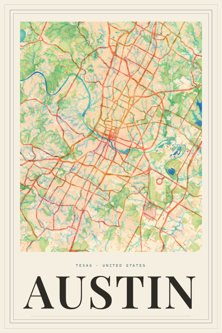 Austin map poster