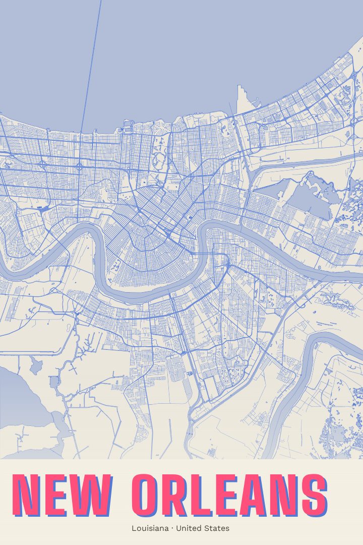 New Orleans map poster
