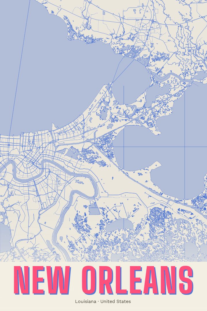 New Orleans map poster
