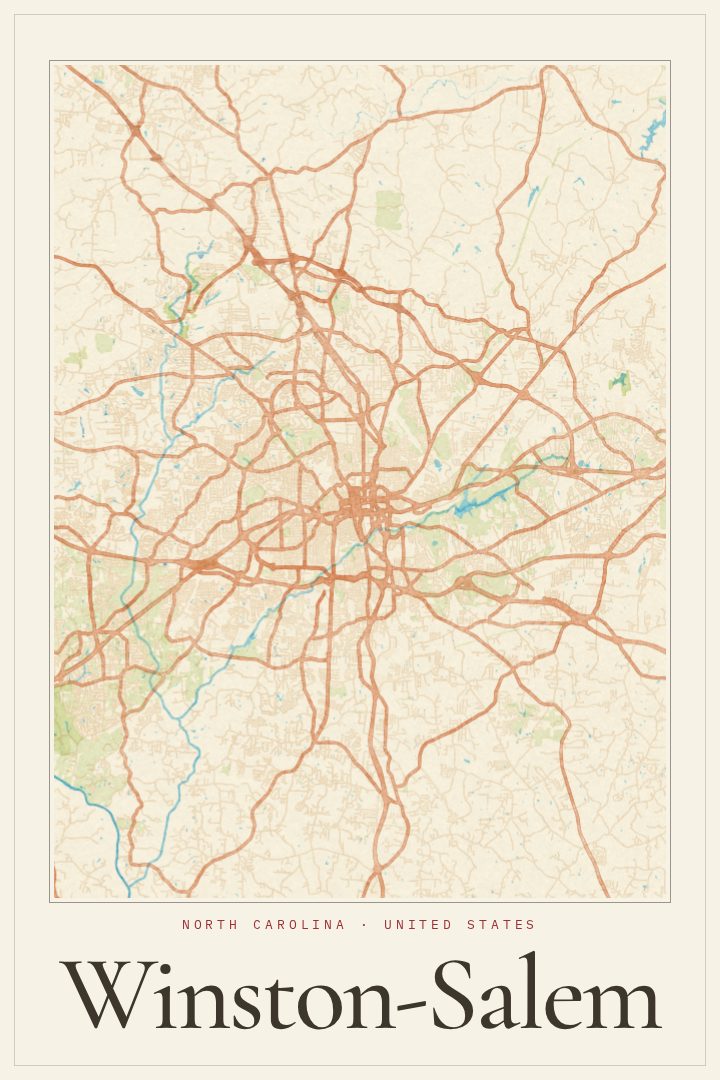 Winston-Salem map poster