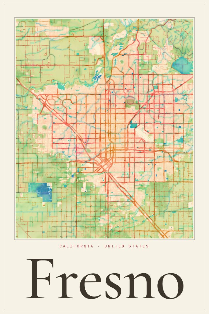 Fresno map poster