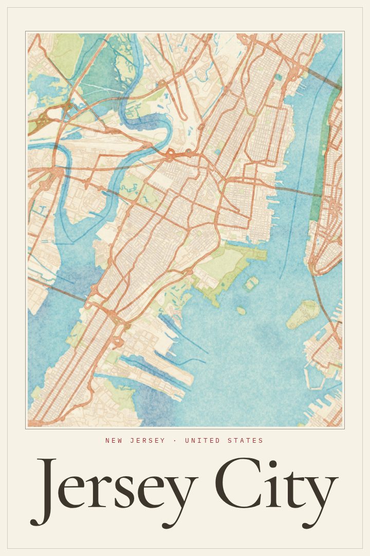 Jersey City map poster