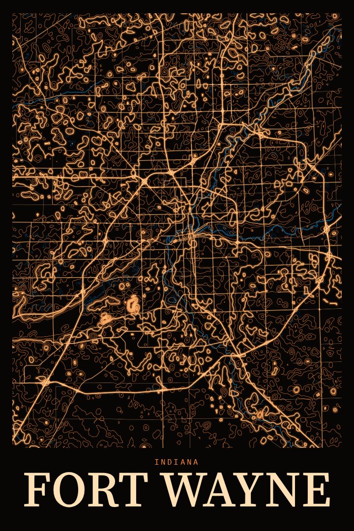 Fort Wayne map poster