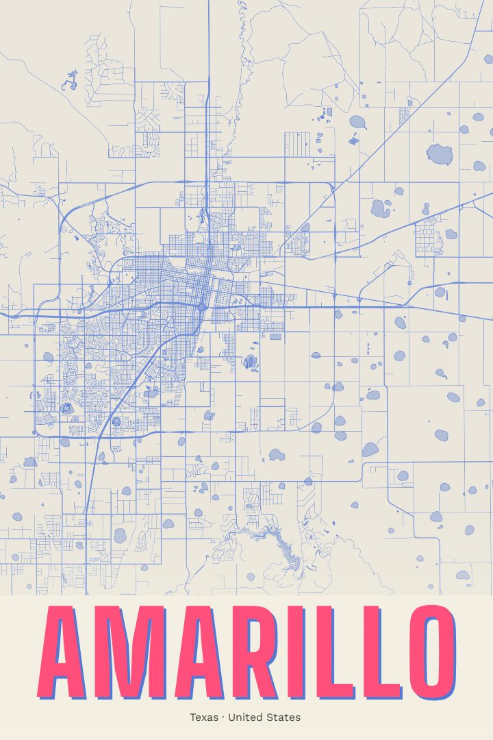 Amarillo map poster, Overprint style