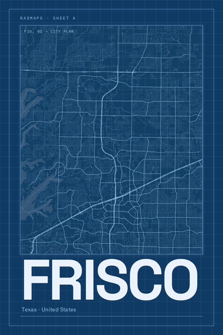 Frisco map poster, Blueprint style