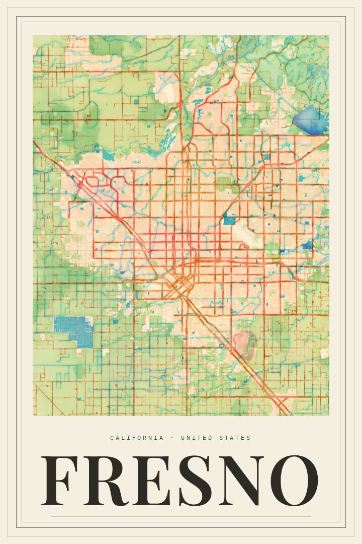 Fresno map poster