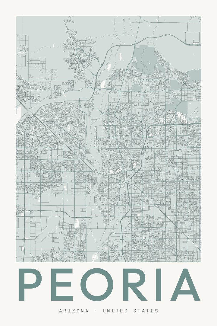 Peoria city map poster for Arizona