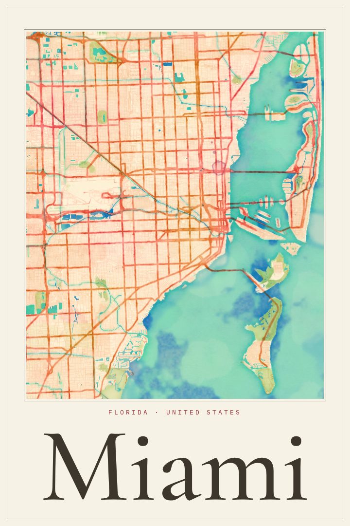 Miami map poster