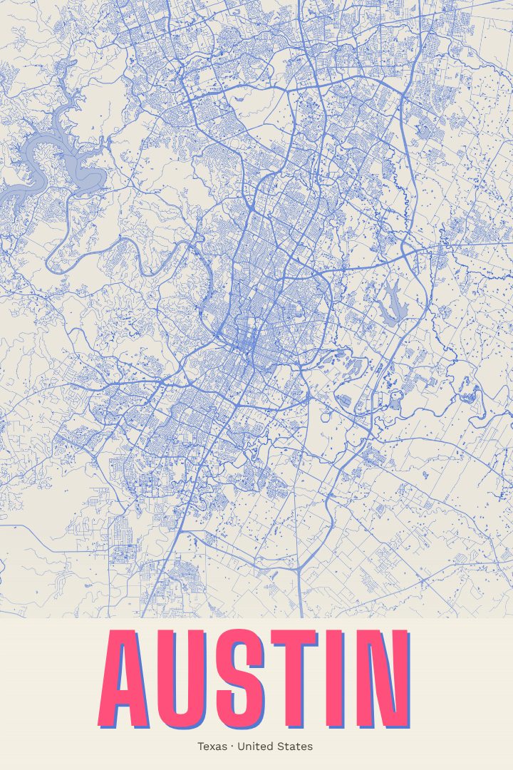 Austin map poster