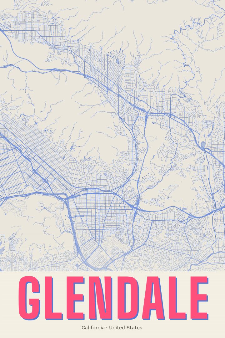 Glendale map poster, Overprint style