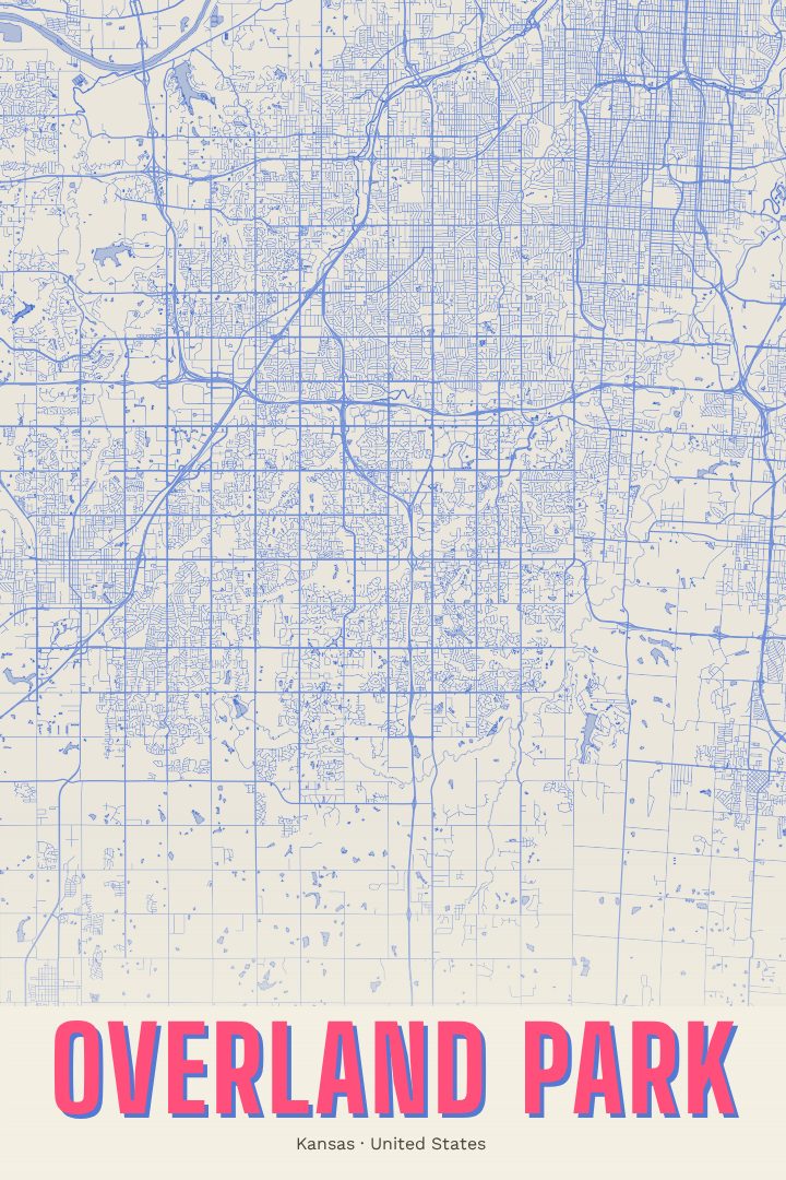 Overland Park map poster, Overprint style