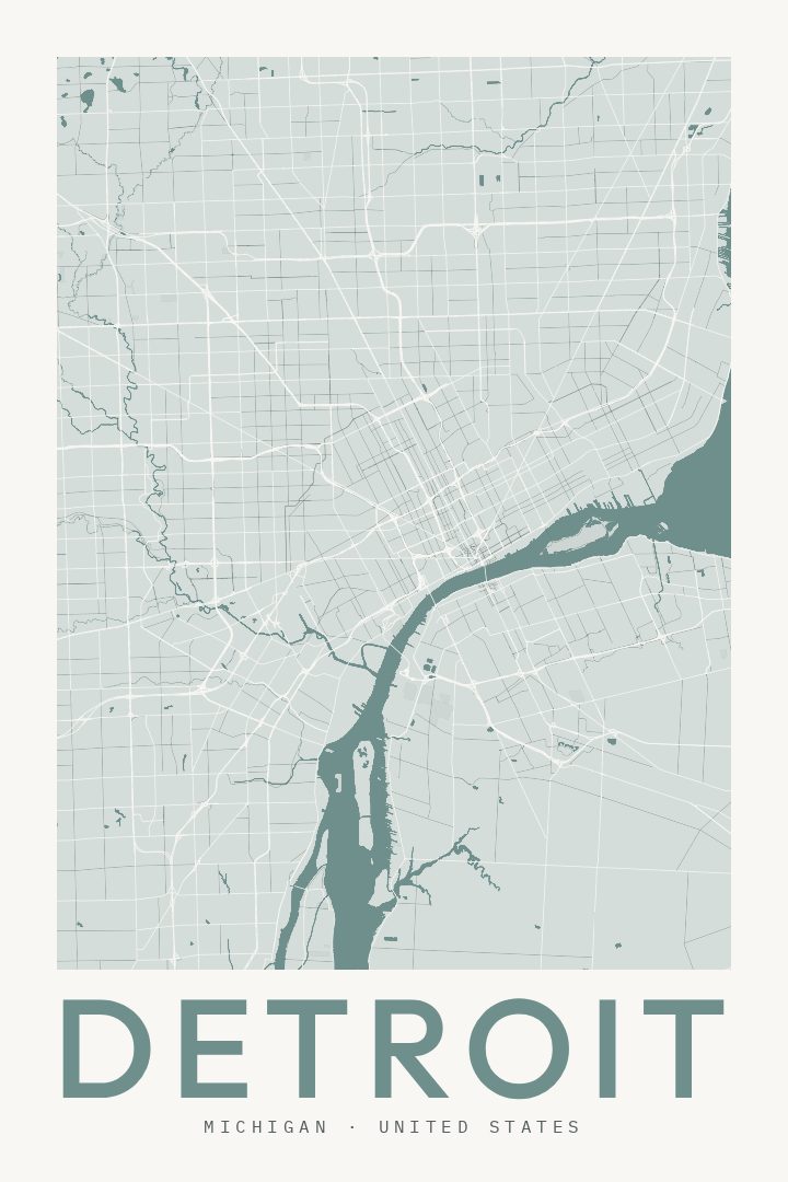Detroit map poster
