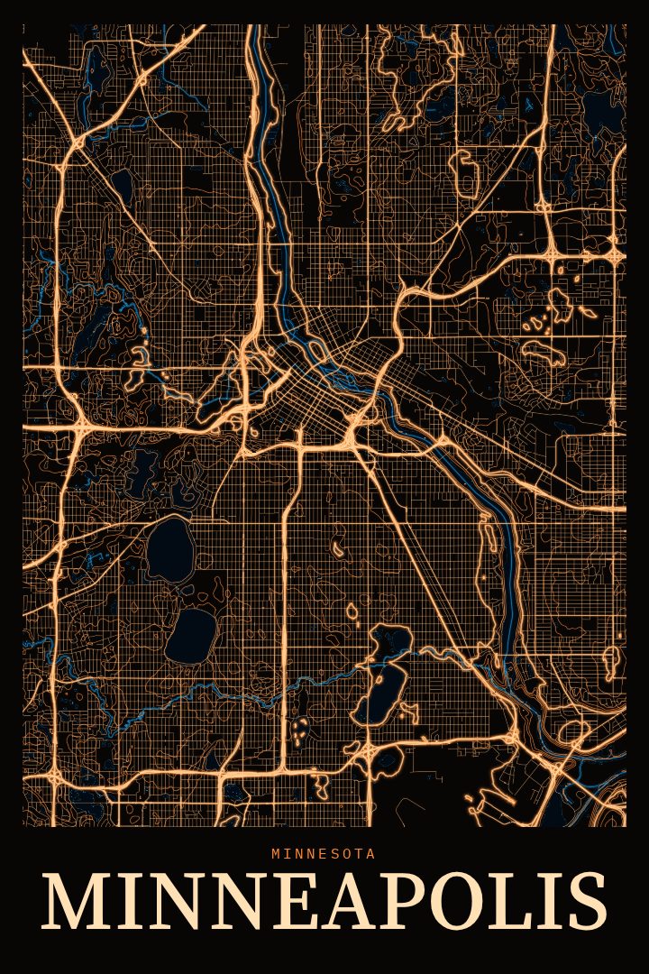 Minneapolis map poster