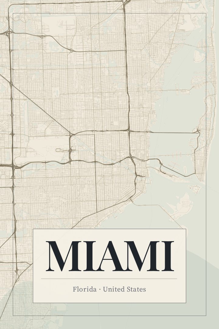 Miami map poster