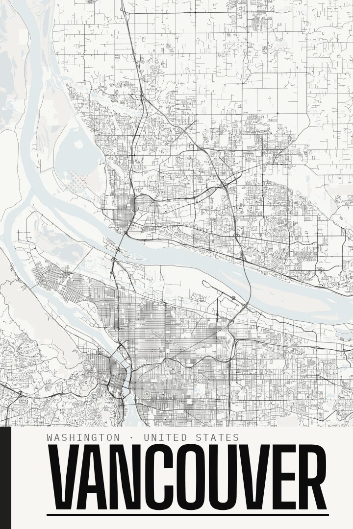 Vancouver map poster, Blackline style