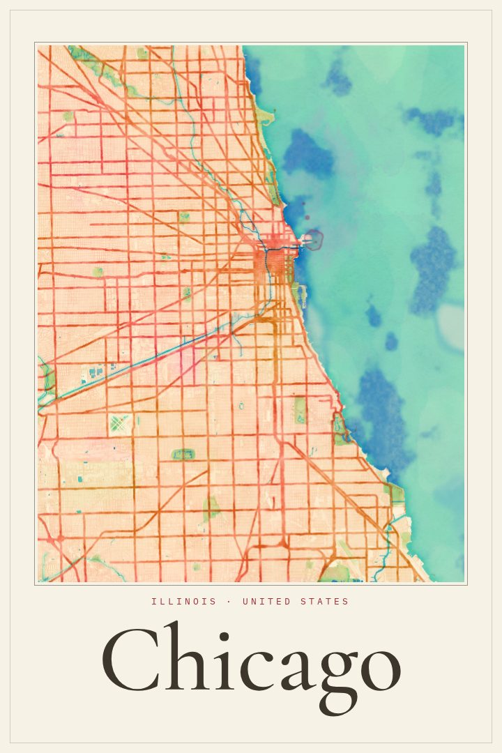 Chicago map poster