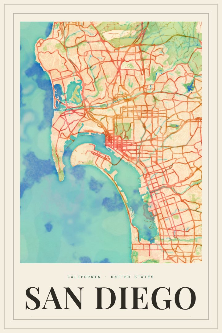 San Diego map poster