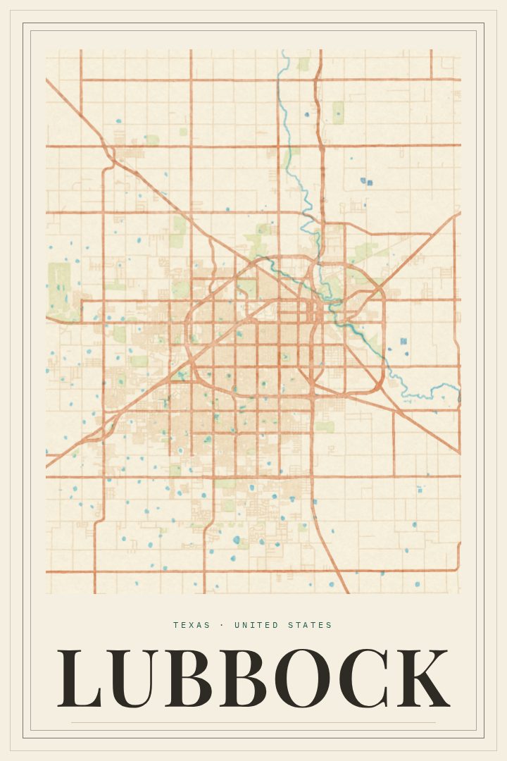 Lubbock map poster
