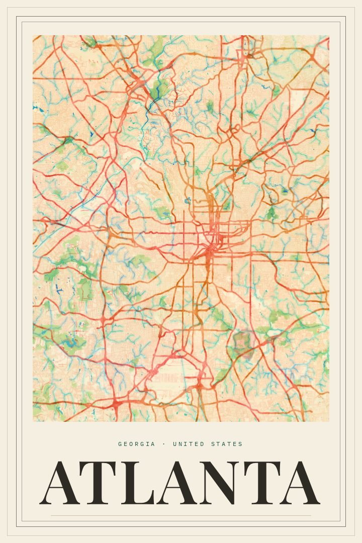 Atlanta map poster