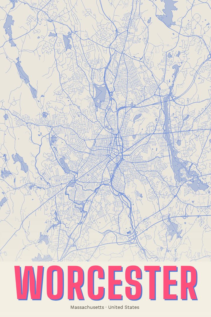 Worcester map poster, Overprint style