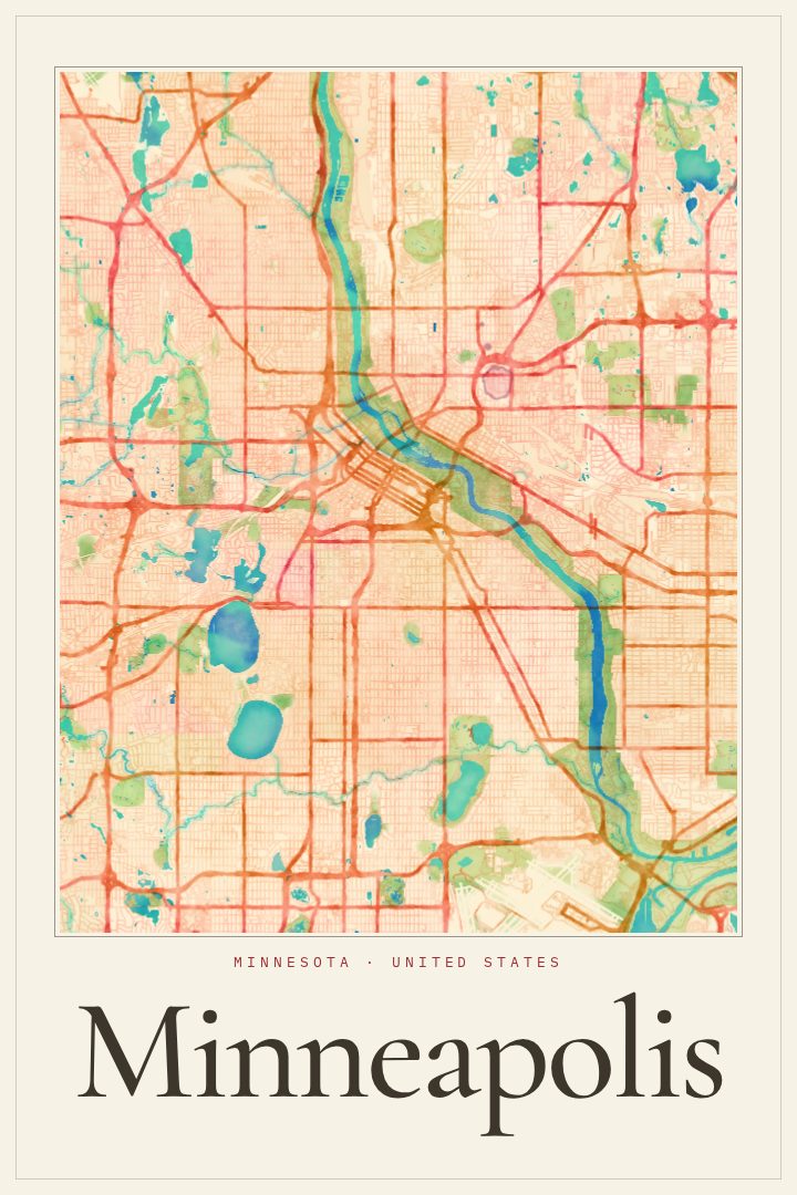 Minneapolis map poster