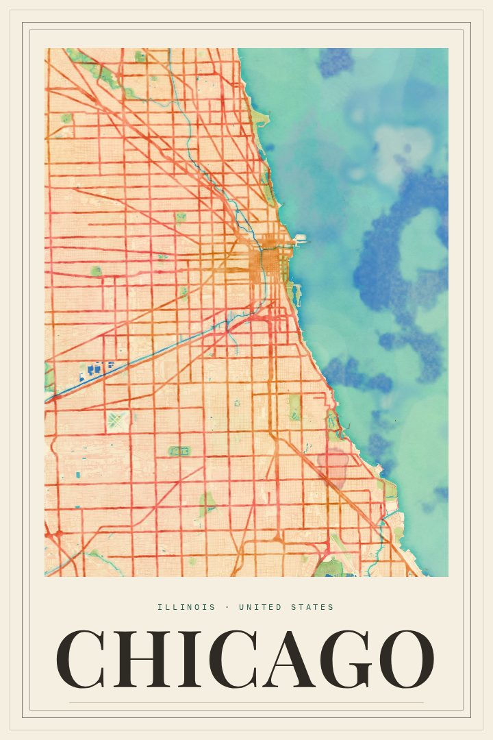 Chicago map poster