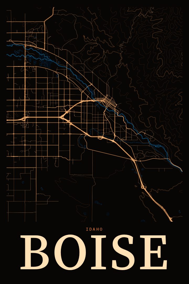 Boise map poster