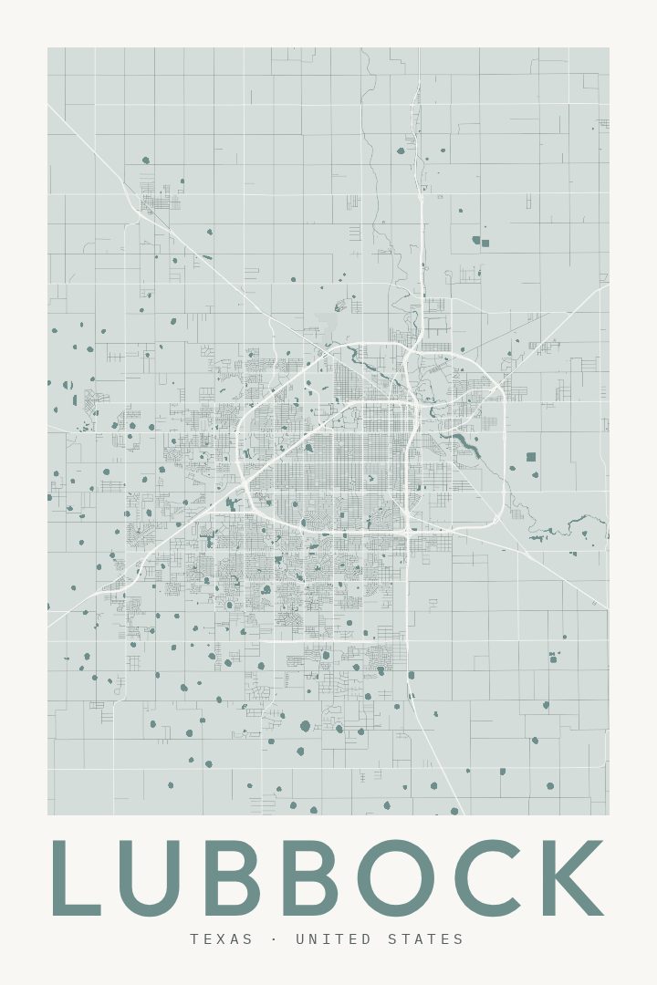 Lubbock map poster