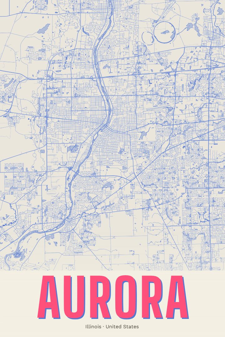 Aurora map poster, Overprint style
