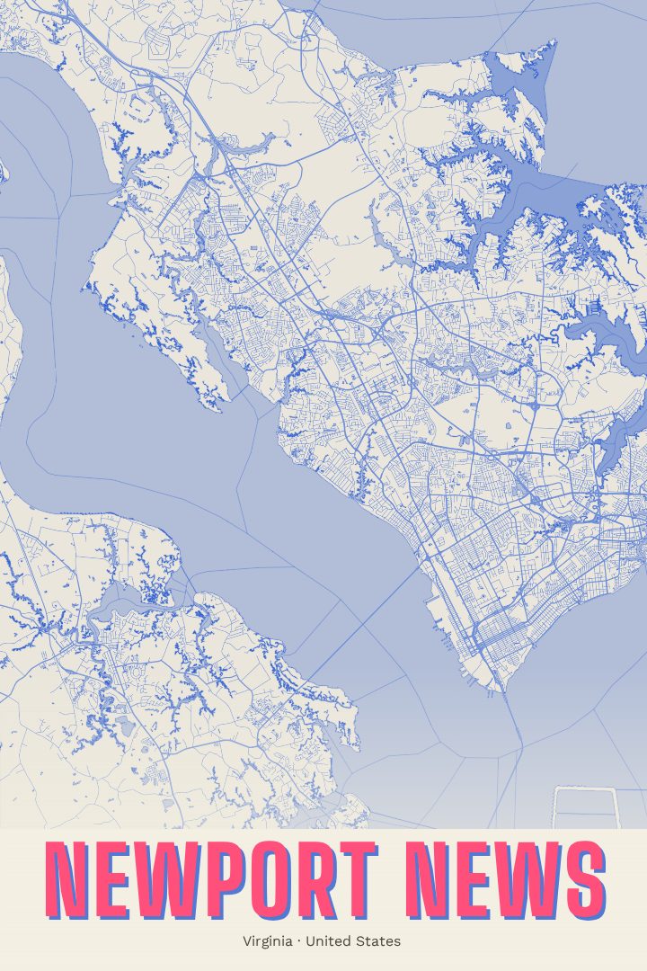 Newport News map poster, Overprint style