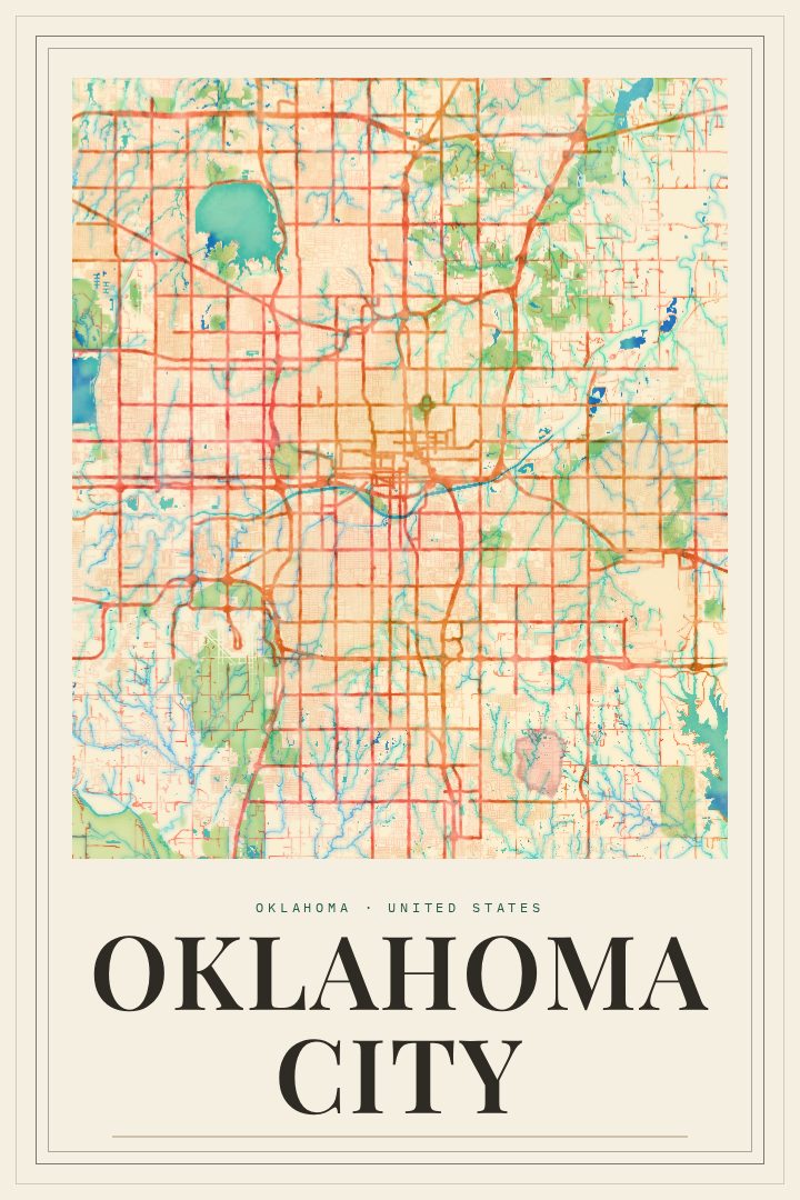 Oklahoma City map poster