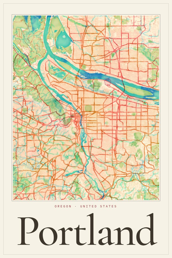 Portland map poster