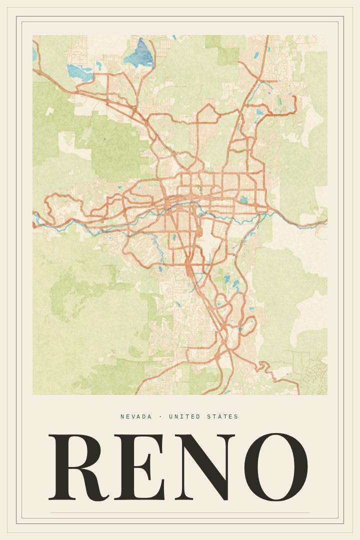 Reno map poster