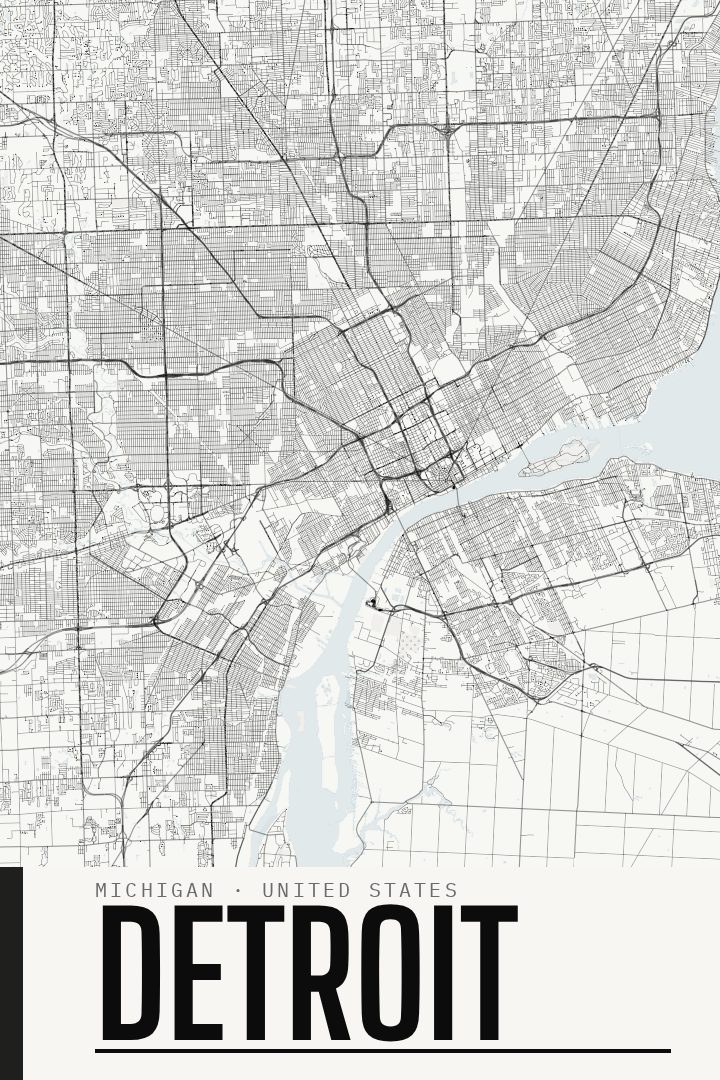 Detroit map poster