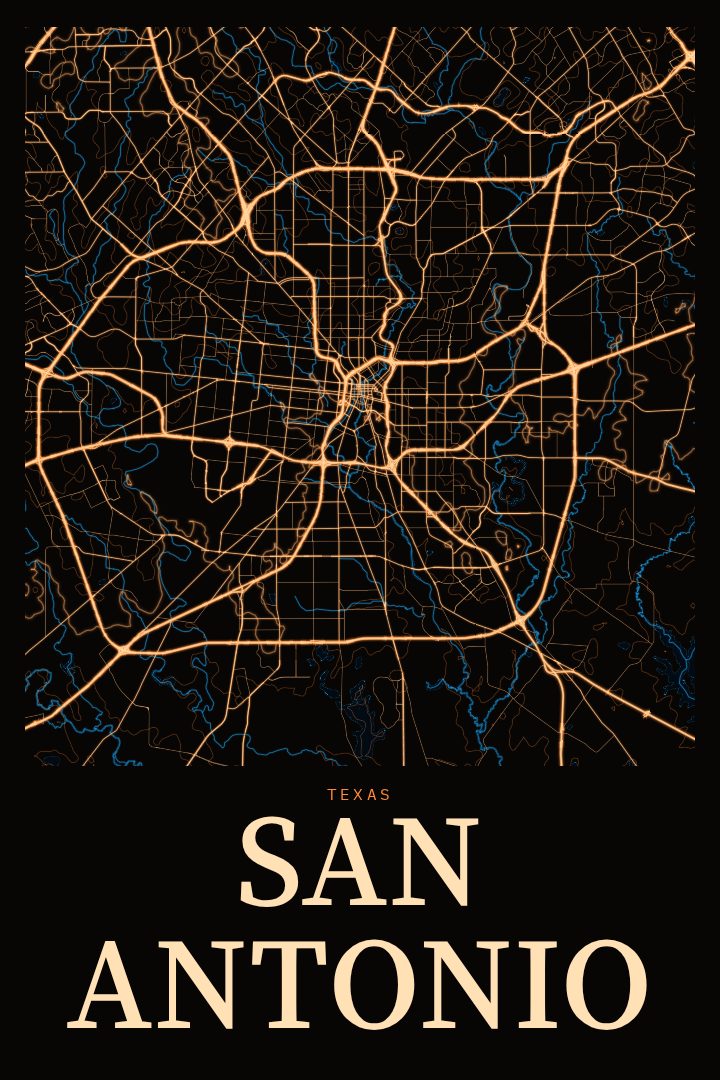 San Antonio map poster